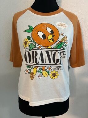 Disney Orange Bird Raglan Tee - White and Brown-Orange